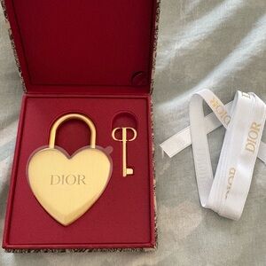 Dior Gold Heart Lock and Key Set